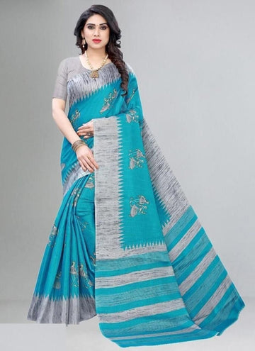 Trendy Printed Art Silk Saree Roposo Clout